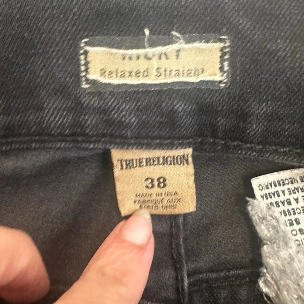 True Religion Ricky Relaxed Straight Mens 38 (actual 40x31) Black Denim Jeans